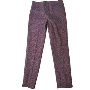 Renuar Textured Embroidered Stretch High-Rise Ankle Slit Pants Size 4 women's